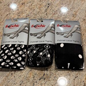 Monochrome Fishnet Lace Tights Set of 3
